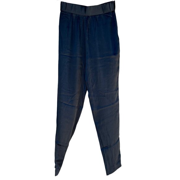 Alice + Olivia By Stacey Bendet Navy Satin High-Waisted Tapered Pants Womens Siz - Picture 2 of 9